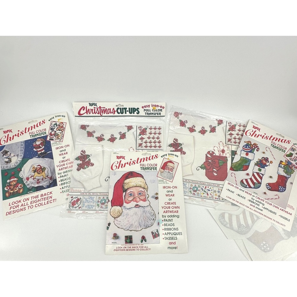 Vintage Topix Christmas Iron On Transfer Lot Good Vintage 90s DIY Holiday Retro